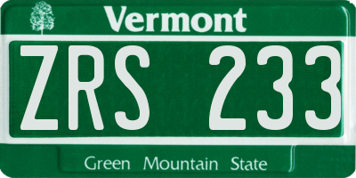 VT license plate ZRS233