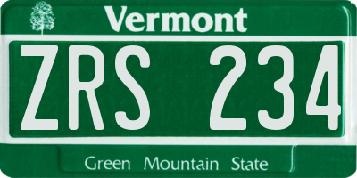 VT license plate ZRS234