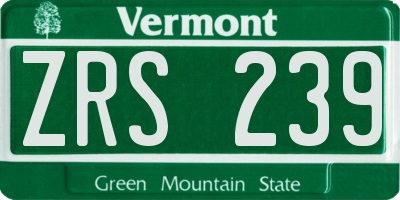 VT license plate ZRS239