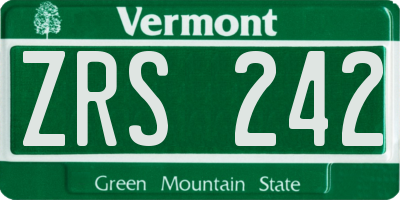 VT license plate ZRS242