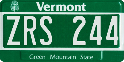 VT license plate ZRS244