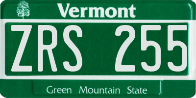 VT license plate ZRS255
