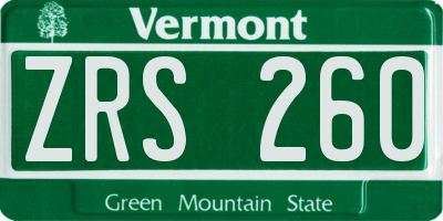 VT license plate ZRS260