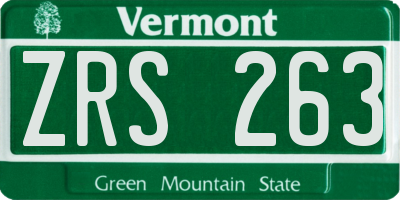VT license plate ZRS263