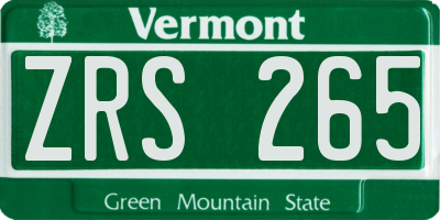 VT license plate ZRS265