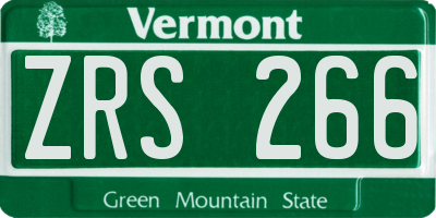 VT license plate ZRS266