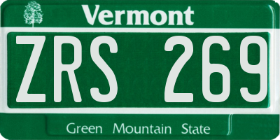 VT license plate ZRS269