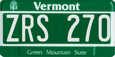 VT license plate ZRS270