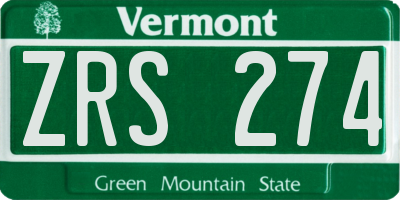 VT license plate ZRS274