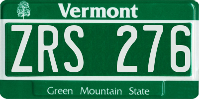 VT license plate ZRS276