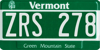 VT license plate ZRS278