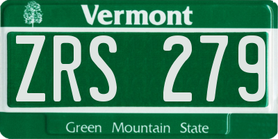 VT license plate ZRS279