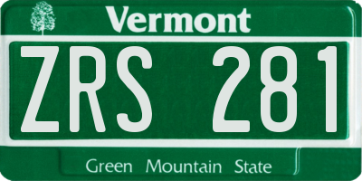 VT license plate ZRS281