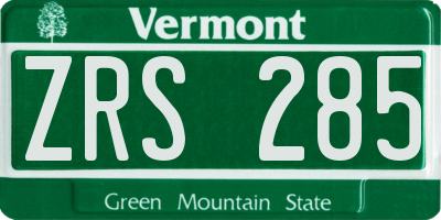 VT license plate ZRS285