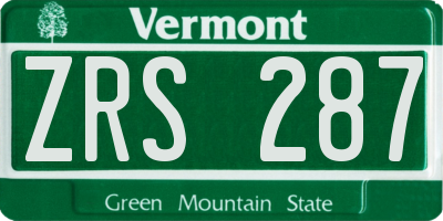 VT license plate ZRS287