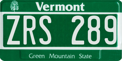 VT license plate ZRS289