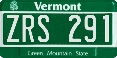 VT license plate ZRS291