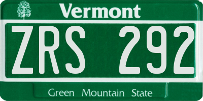 VT license plate ZRS292