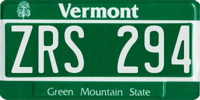 VT license plate ZRS294
