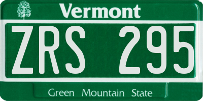 VT license plate ZRS295