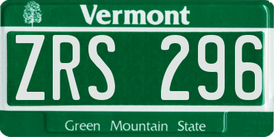 VT license plate ZRS296