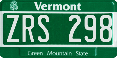 VT license plate ZRS298