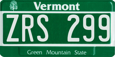 VT license plate ZRS299