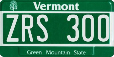 VT license plate ZRS300