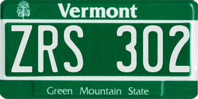 VT license plate ZRS302