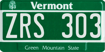 VT license plate ZRS303