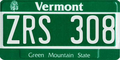 VT license plate ZRS308