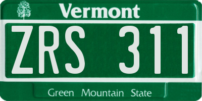 VT license plate ZRS311