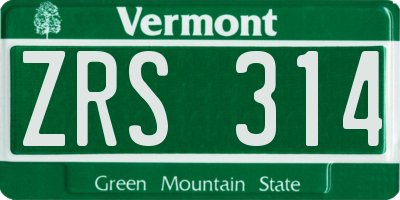 VT license plate ZRS314