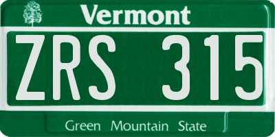 VT license plate ZRS315