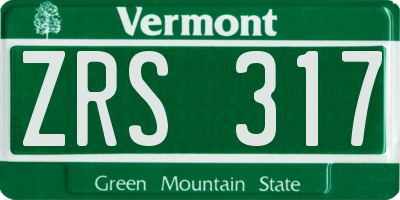 VT license plate ZRS317