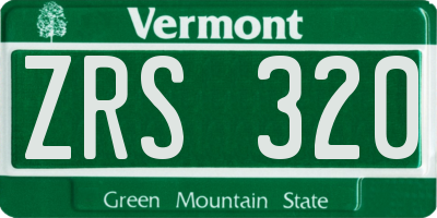 VT license plate ZRS320