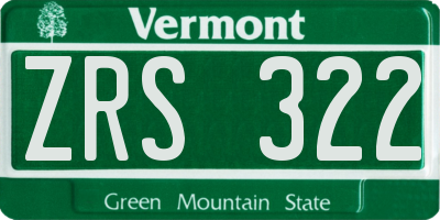 VT license plate ZRS322