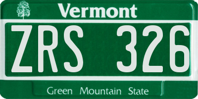 VT license plate ZRS326