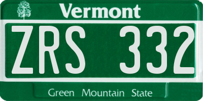 VT license plate ZRS332