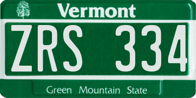 VT license plate ZRS334