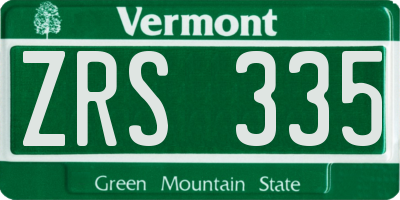 VT license plate ZRS335