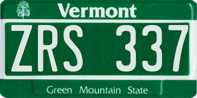 VT license plate ZRS337