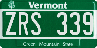 VT license plate ZRS339