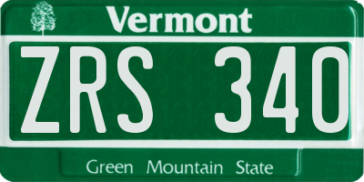 VT license plate ZRS340