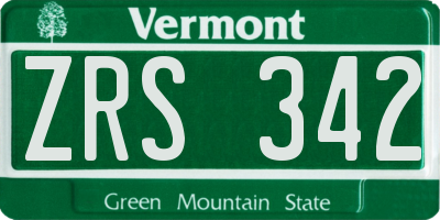 VT license plate ZRS342