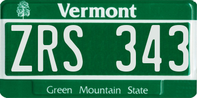 VT license plate ZRS343