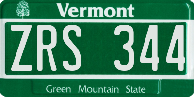 VT license plate ZRS344
