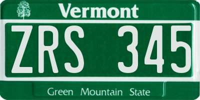 VT license plate ZRS345