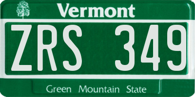 VT license plate ZRS349