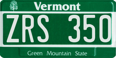 VT license plate ZRS350